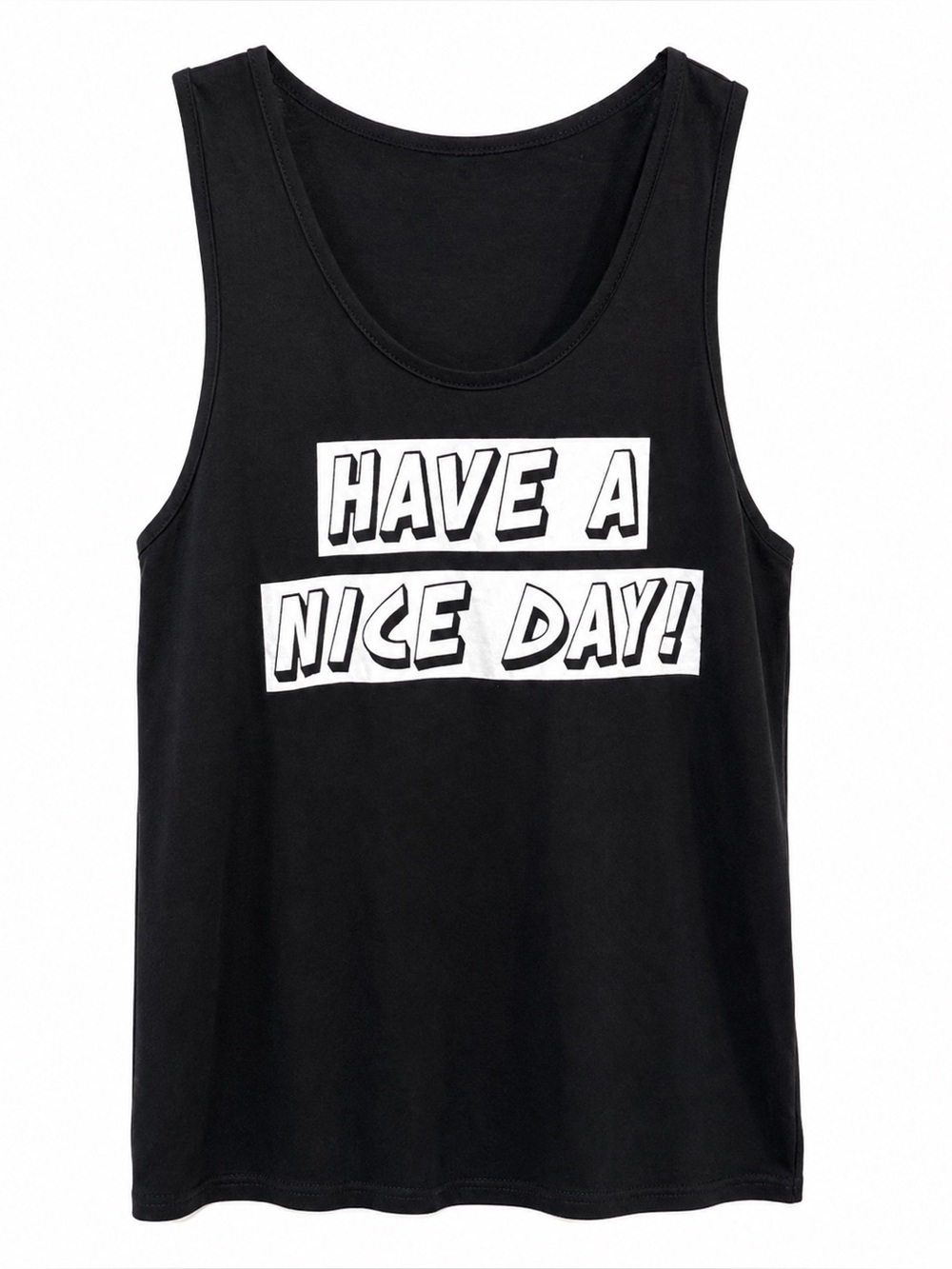 Have A Nice Day! Graphic Black Tank Top